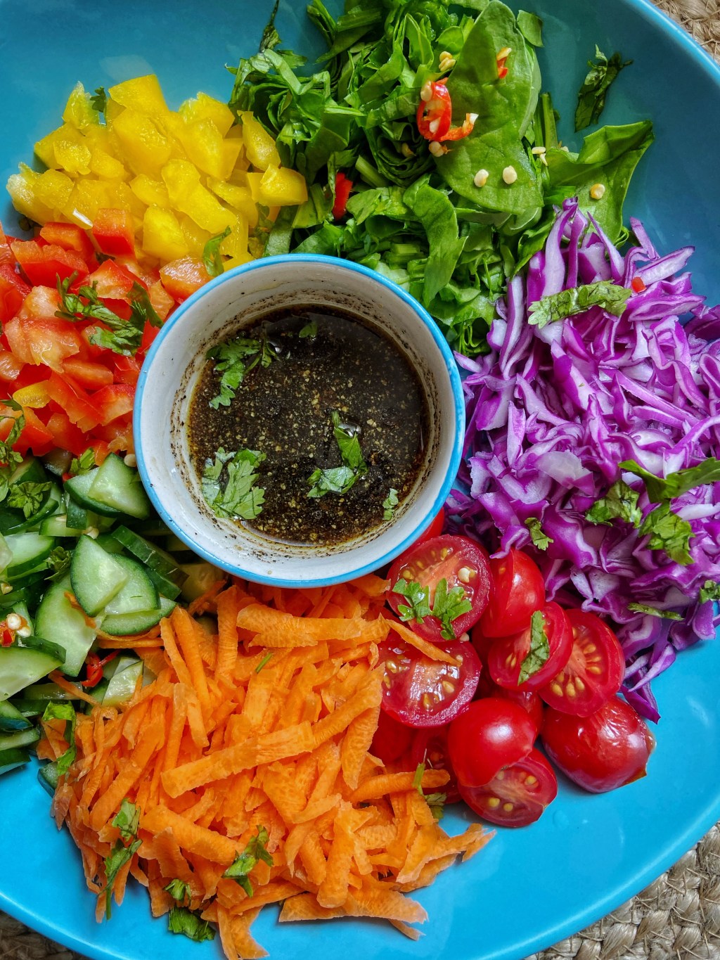 Spring Salad Bowl with Honey and Balsamic Vinegar Dressing