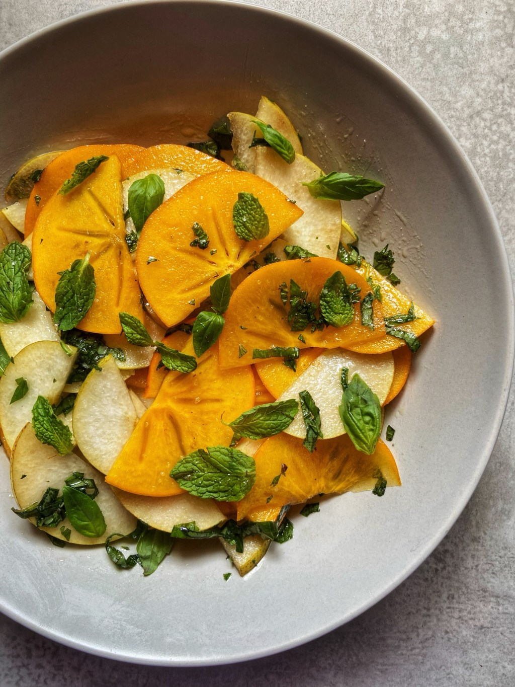 Persimmon and Pear Salad with simple Apple Cider Vinegar&nbsp;Dressing