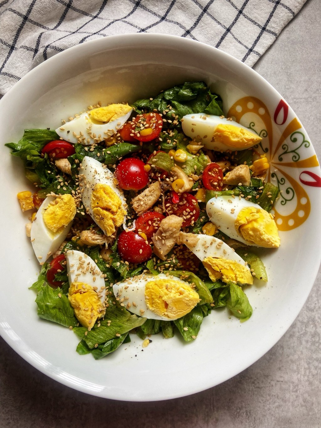 Chicken & Egg Salad with Sesame Oil and Rice Vinegar&nbsp;Dressing